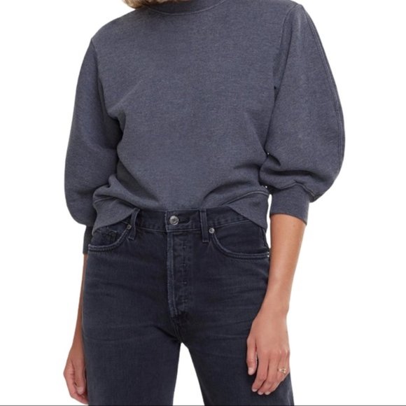 New, Agolde "Thora" Graphite Heather Sweatshirt XS - Picture 1 of 8